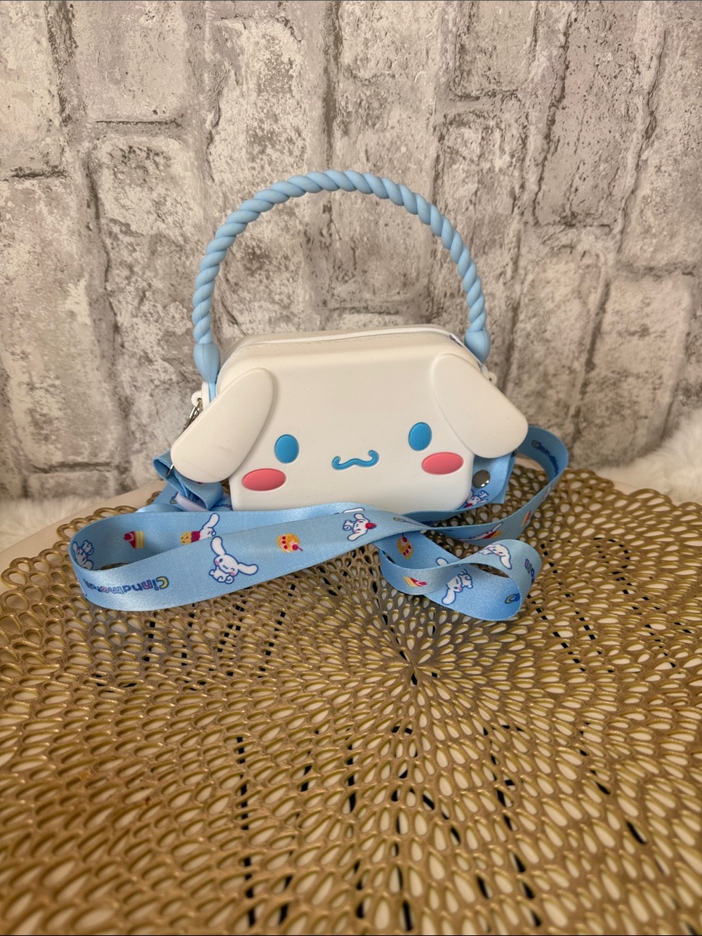 Cute White & Light Blue Kids Character Crossbody Bag